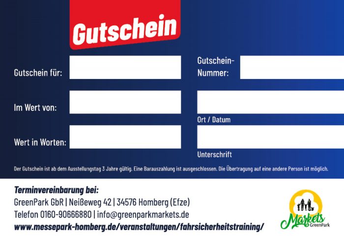 FahrsicherheitsTraining | Gutschein Rückseite