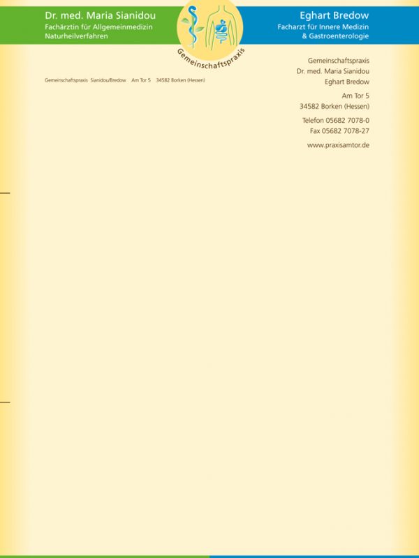 Gemeinschaftspraxis Sianidou Bredow - Briefbogen Vorderseite